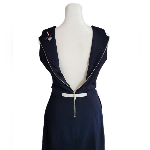 NWT Tommy Hilfiger navy belted sleeveless dress with button accent pockets Sz 2P - Picture 9 of 15
